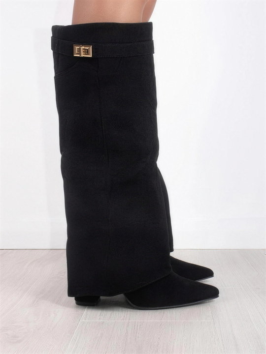 Bottes Hautes Femme Chic Hauteur Genou avec Talon Bloc