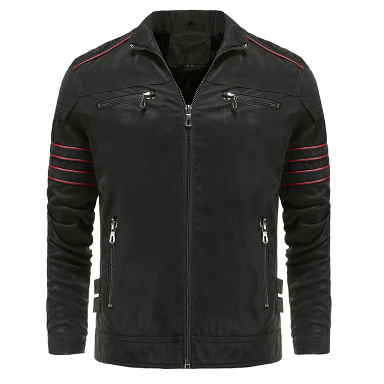 Veste en Cuir Homme Style Torino avec Doublure en Polaire pour Automne et Hiver