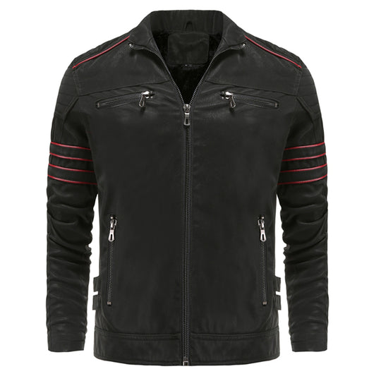 Veste en Cuir Homme Style Torino avec Doublure en Polaire pour Automne et Hiver