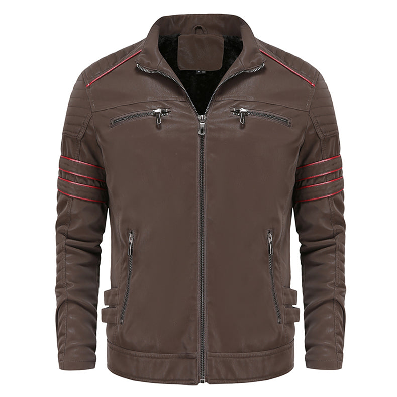 Veste en Cuir Homme Style Torino avec Doublure en Polaire pour Automne et Hiver