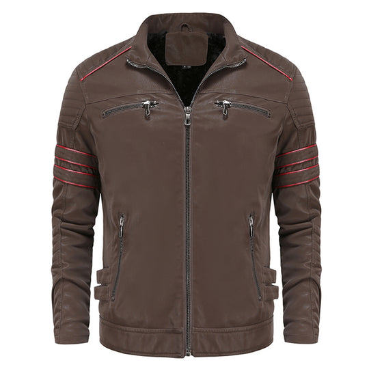 Veste en Cuir Homme Style Torino avec Doublure en Polaire pour Automne et Hiver