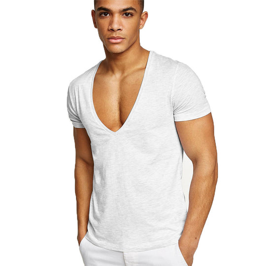 T-shirt à col en V profond pour homme