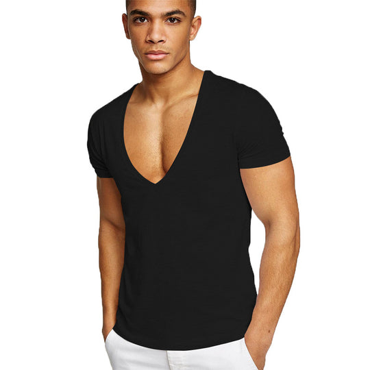 T-shirt à col en V profond pour homme