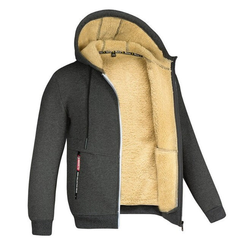 Veste Homme À Capuche En Laine D'Agneau Coupe Moderne Décontractée