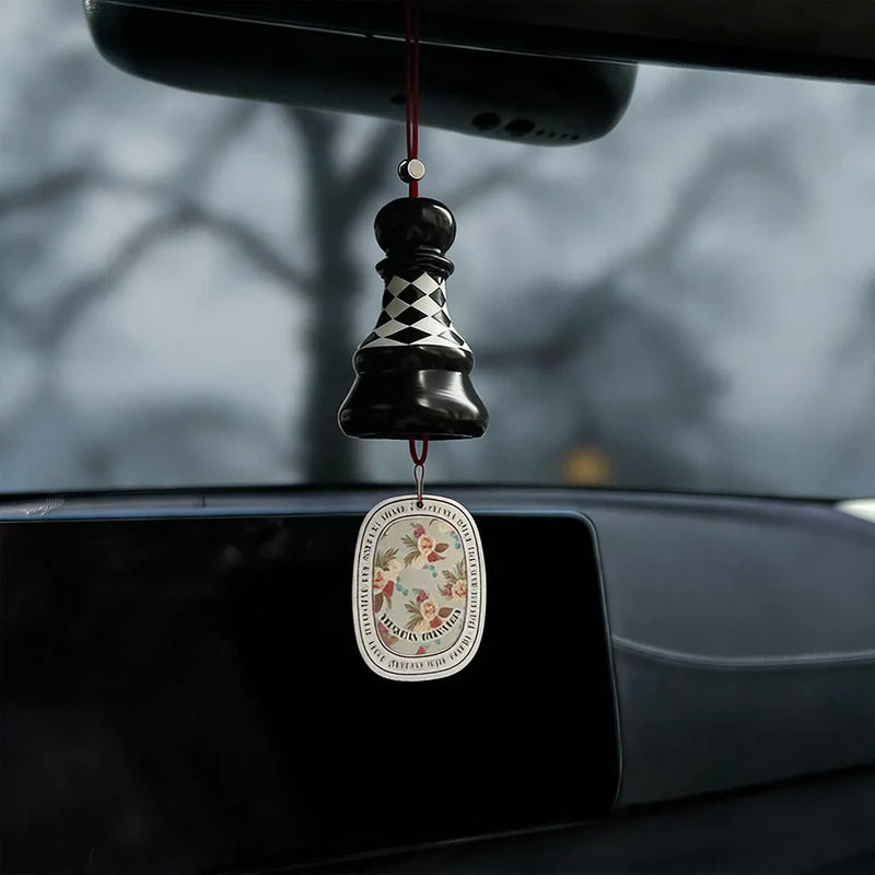 Accessoire Voiture Porte-Parfum Design Damier pour Rétroviseur 0
