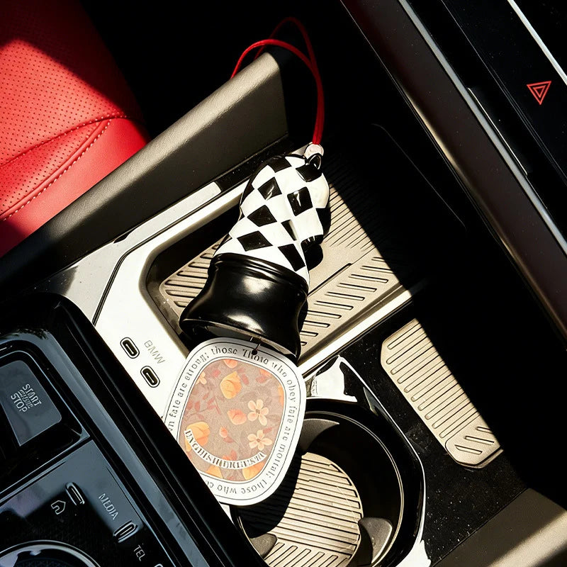 Accessoire Voiture Porte-Parfum Design Damier pour Rétroviseur 2