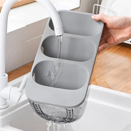 Accessoire de Cuisine Porte-Éponges et Brosses Triple Compartiments 4