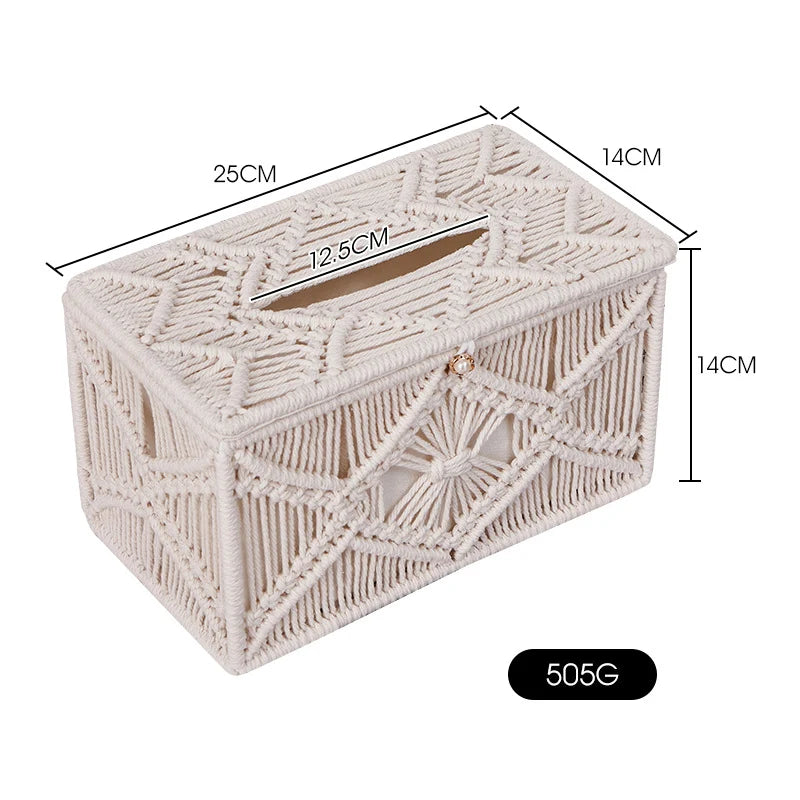 Accessoire de décoration pour boîte à mouchoirs en macramé 0