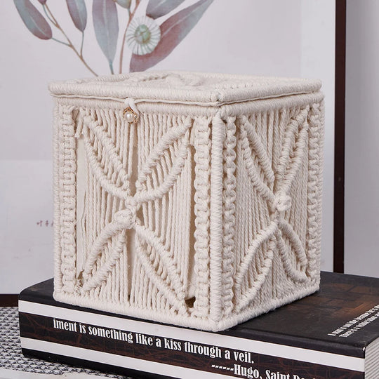 Accessoire de décoration pour boîte à mouchoirs en macramé 1