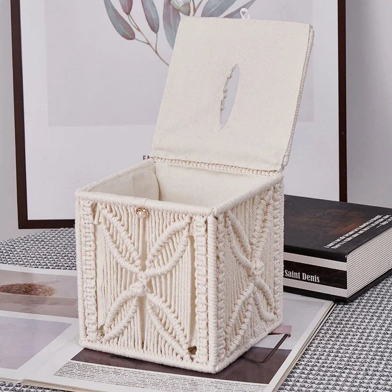 Accessoire de décoration pour boîte à mouchoirs en macramé 2