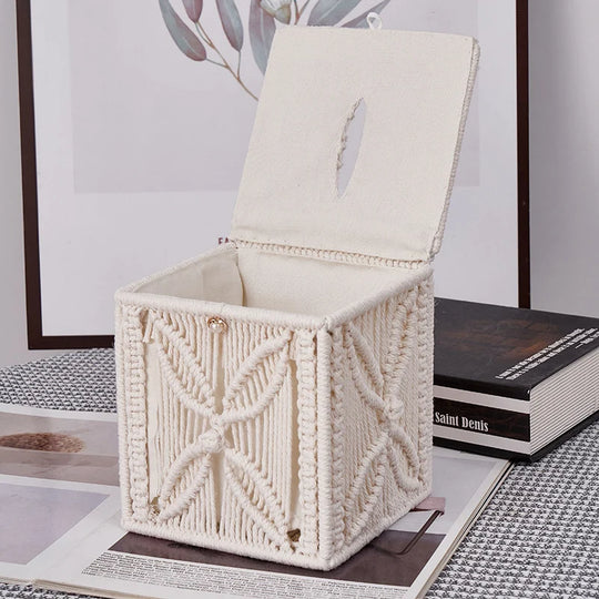 Accessoire de décoration pour boîte à mouchoirs en macramé 2