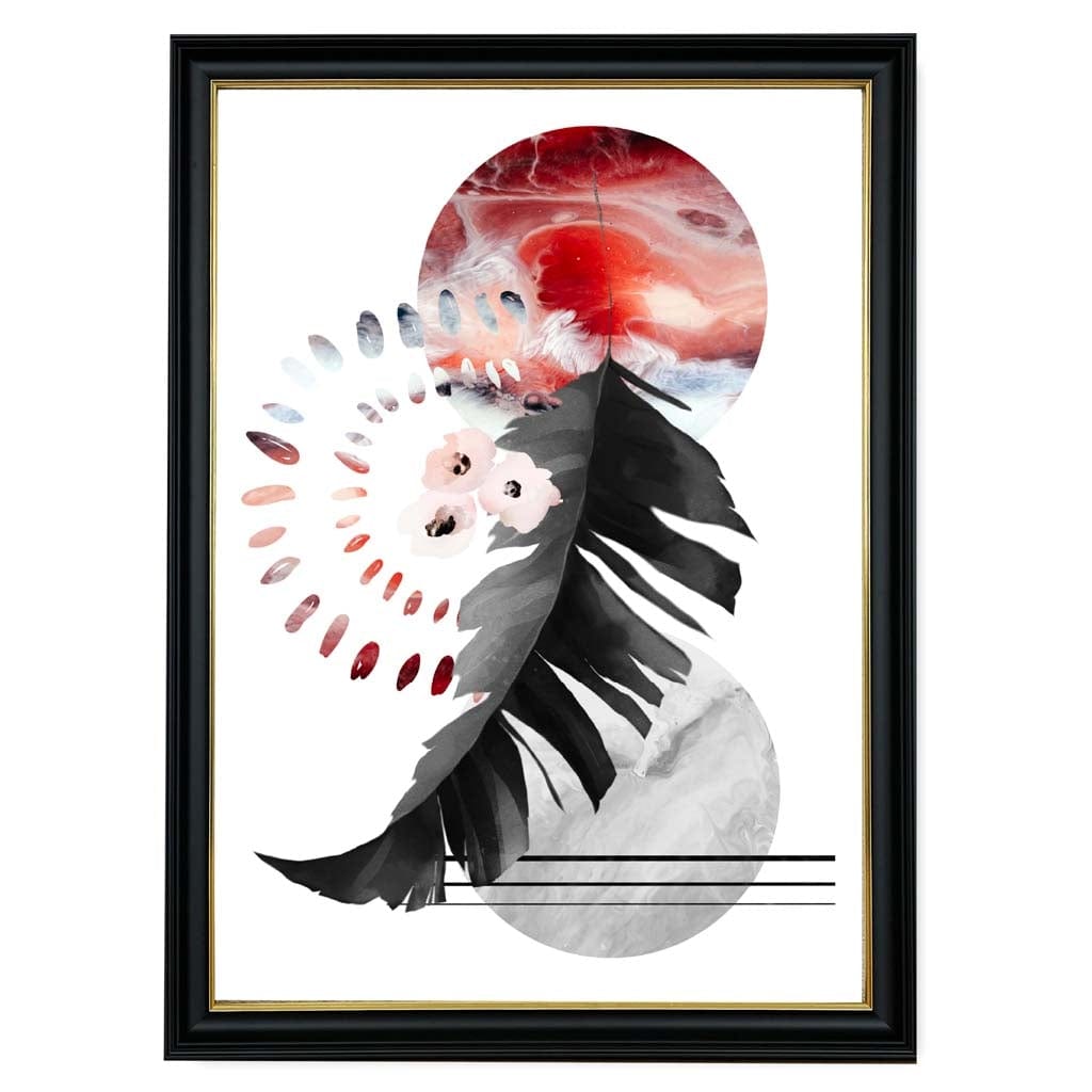 Affiche Murale Abstraite Botanique Noir et Rouge 1