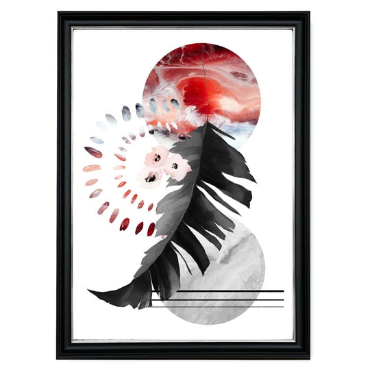 Affiche Murale Abstraite Botanique Noir et Rouge 2