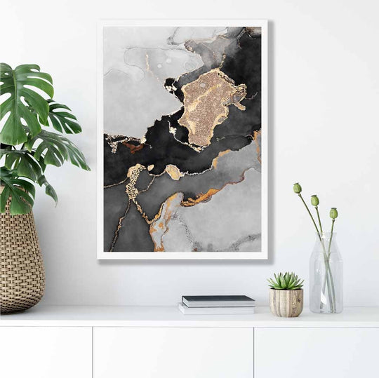 Affiche d'art abstrait moderne en noir et or 2