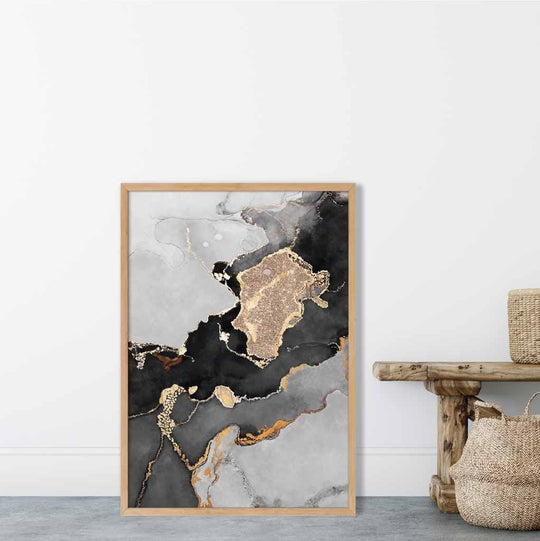 Affiche d'art abstrait moderne en noir et or 3