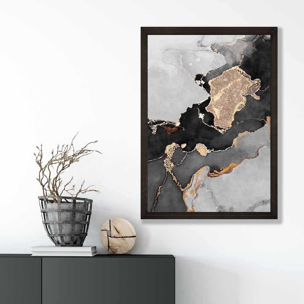 Affiche d'art abstrait moderne en noir et or 4