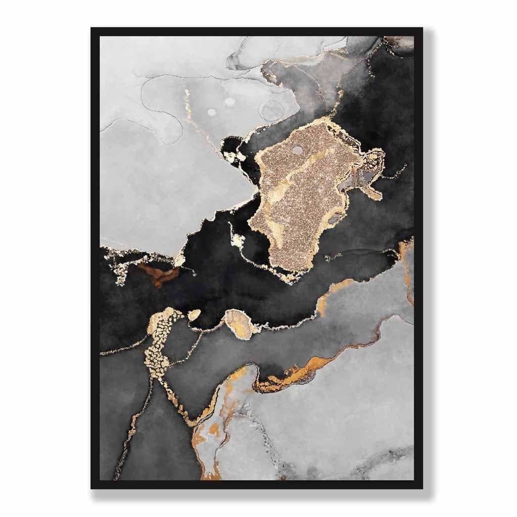 Affiche d'art abstrait moderne en noir et or 5