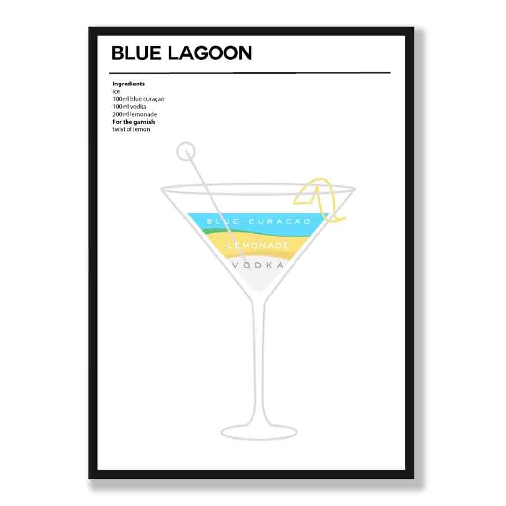 Affiche de Cocktail Minimaliste Blue Lagoon 0