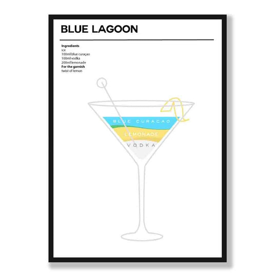 Affiche de Cocktail Minimaliste Blue Lagoon 0