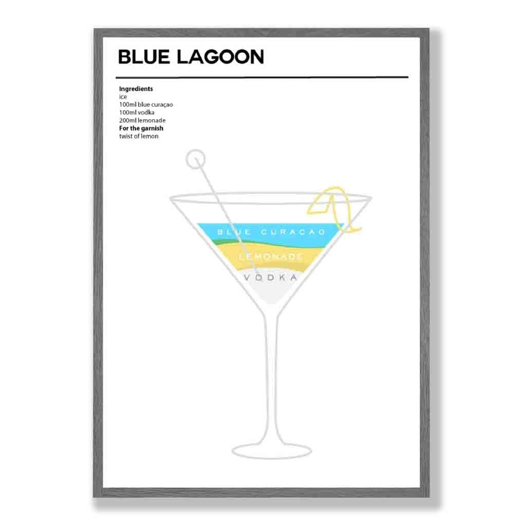 Affiche de Cocktail Minimaliste Blue Lagoon 1
