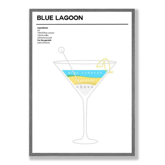 Affiche de Cocktail Minimaliste Blue Lagoon 1