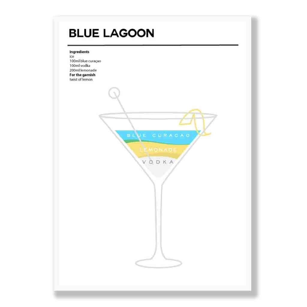 Affiche de Cocktail Minimaliste Blue Lagoon 2