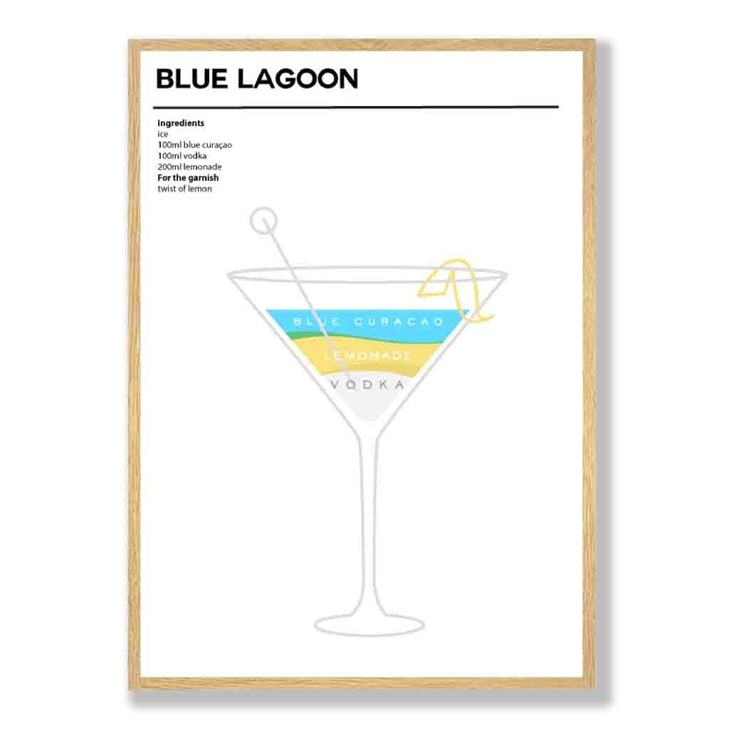 Affiche de Cocktail Minimaliste Blue Lagoon 3