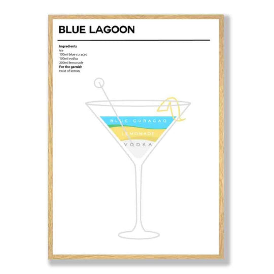 Affiche de Cocktail Minimaliste Blue Lagoon 3