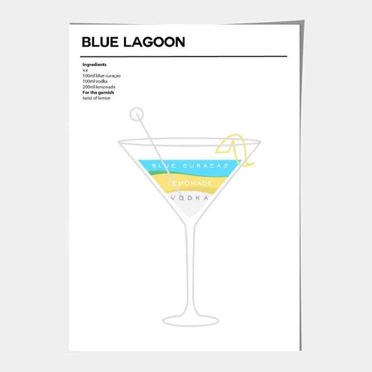 Affiche de Cocktail Minimaliste Blue Lagoon 4