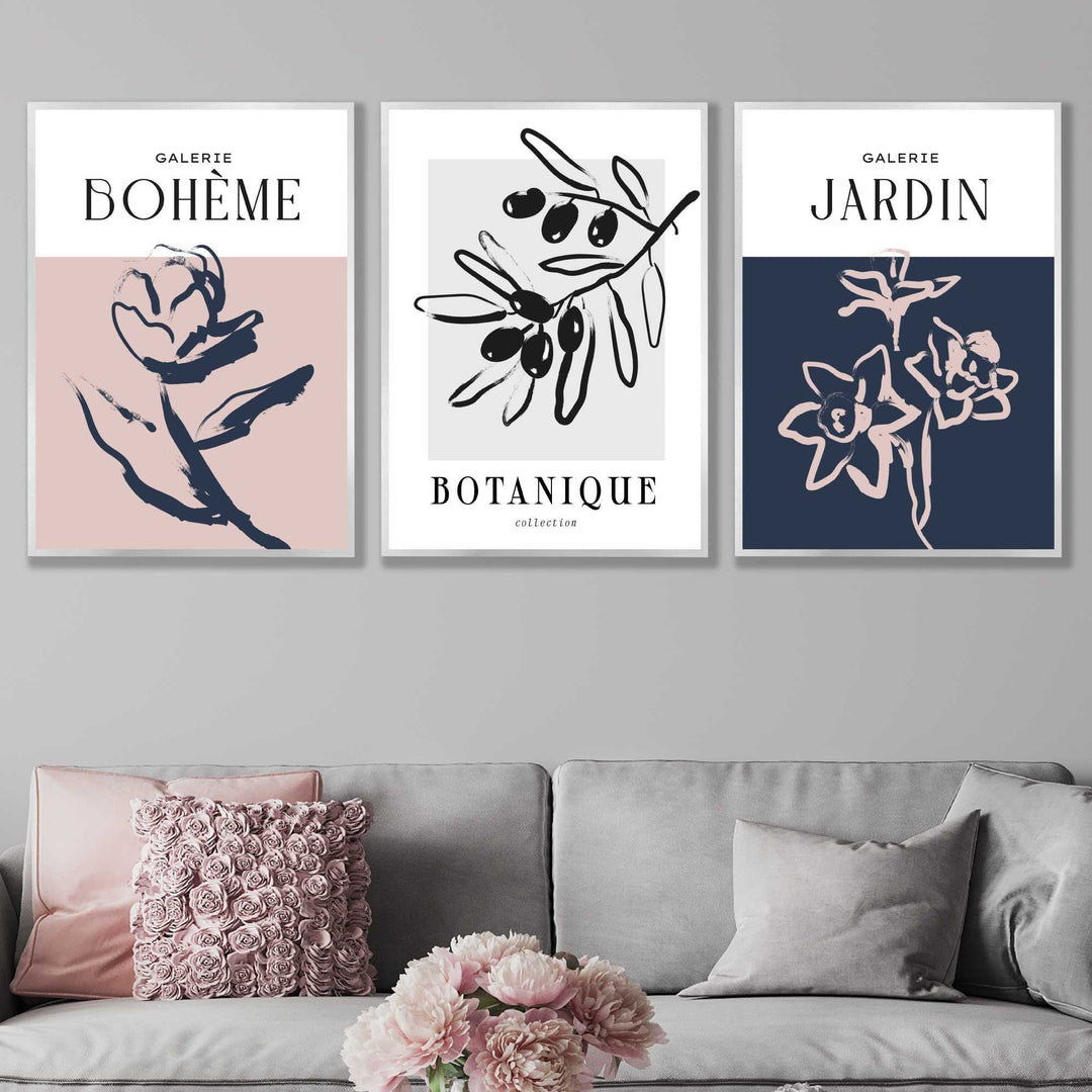 Art Mural Botanique Boho Ensemble de 3 0