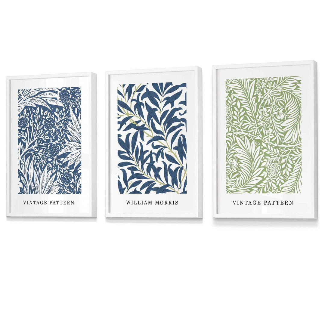 Art Mural Floral Vintage William Morris en Bleu et Vert 3