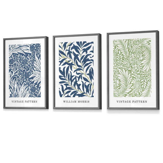 Art Mural Floral Vintage William Morris en Bleu et Vert 5