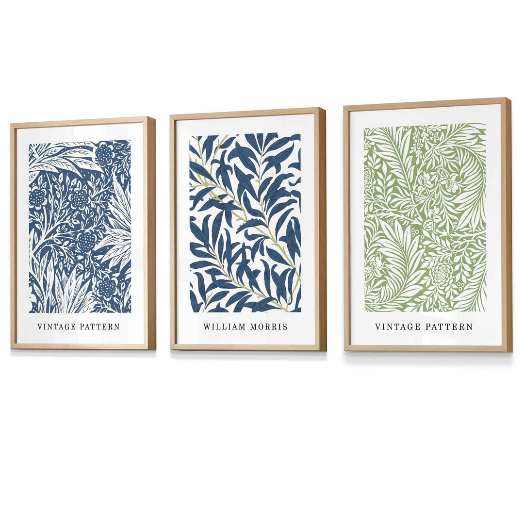 Art Mural Floral Vintage William Morris en Bleu et Vert 6