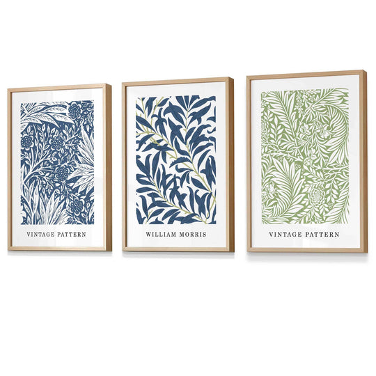 Art Mural Floral Vintage William Morris en Bleu et Vert 6