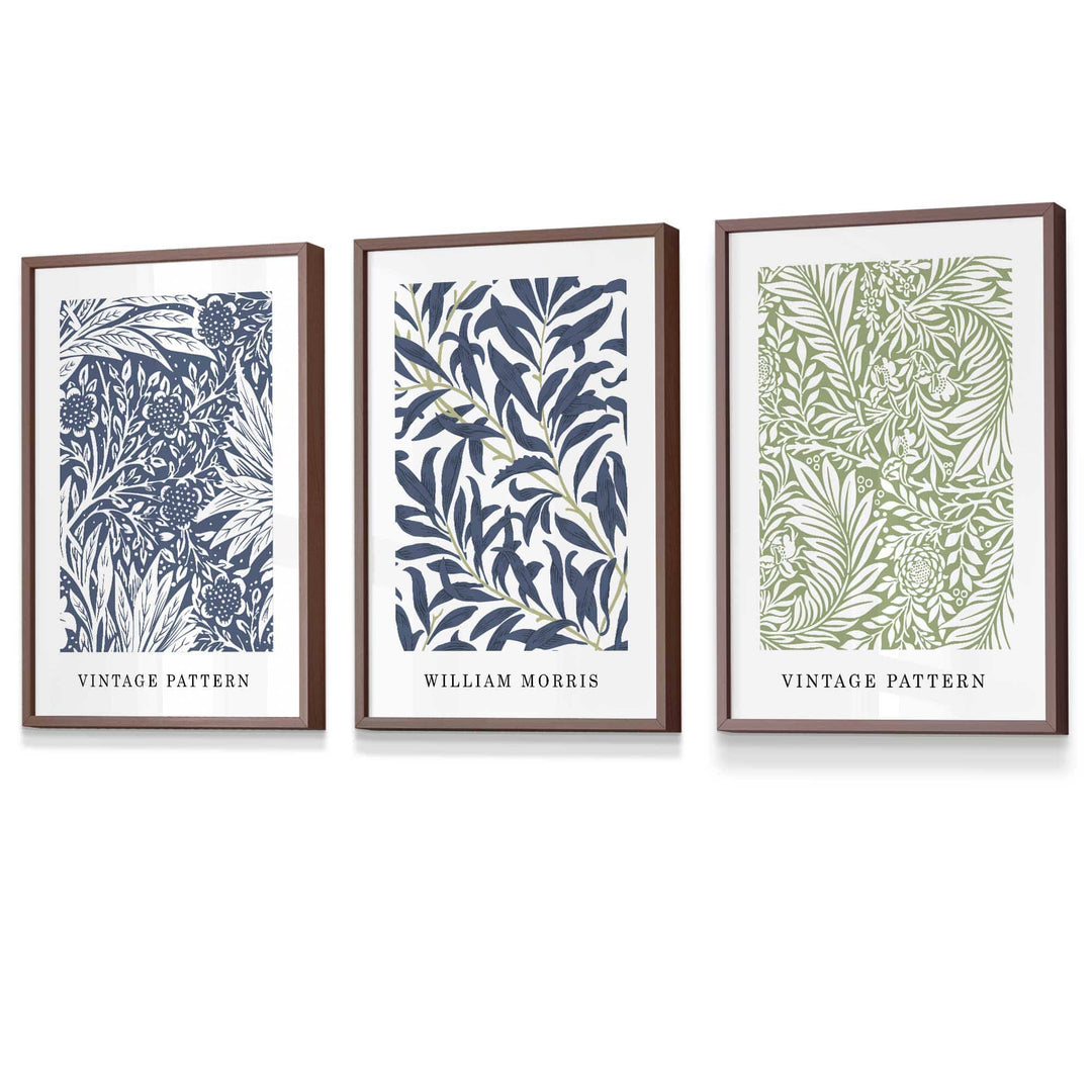 Art Mural Floral Vintage William Morris en Bleu et Vert 7
