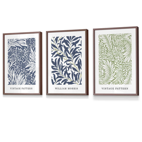 Art Mural Floral Vintage William Morris en Bleu et Vert 7
