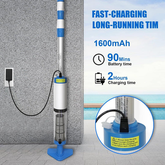 Aspirateur Piscine Portatif Rechargeable avec Accessoires Interchangeables pour Nettoyage Efficace 2