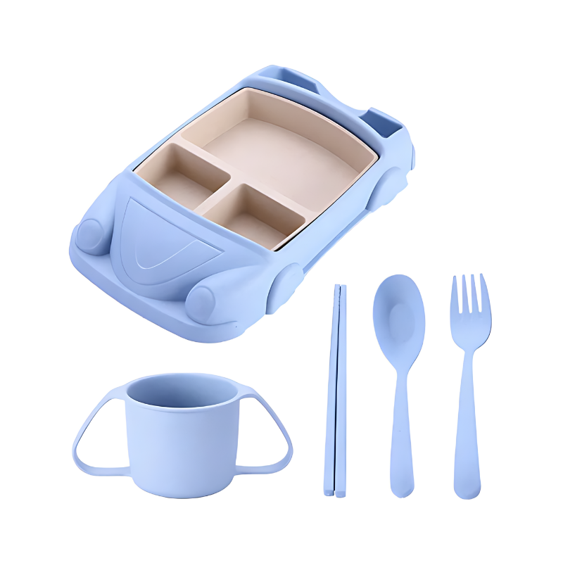 Assiette pour Enfants en Forme de Voiture Amusante avec Compartiments Séparés 12