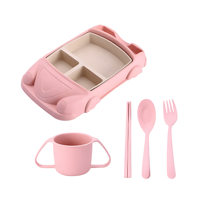 Assiette pour Enfants en Forme de Voiture Amusante avec Compartiments Séparés 13