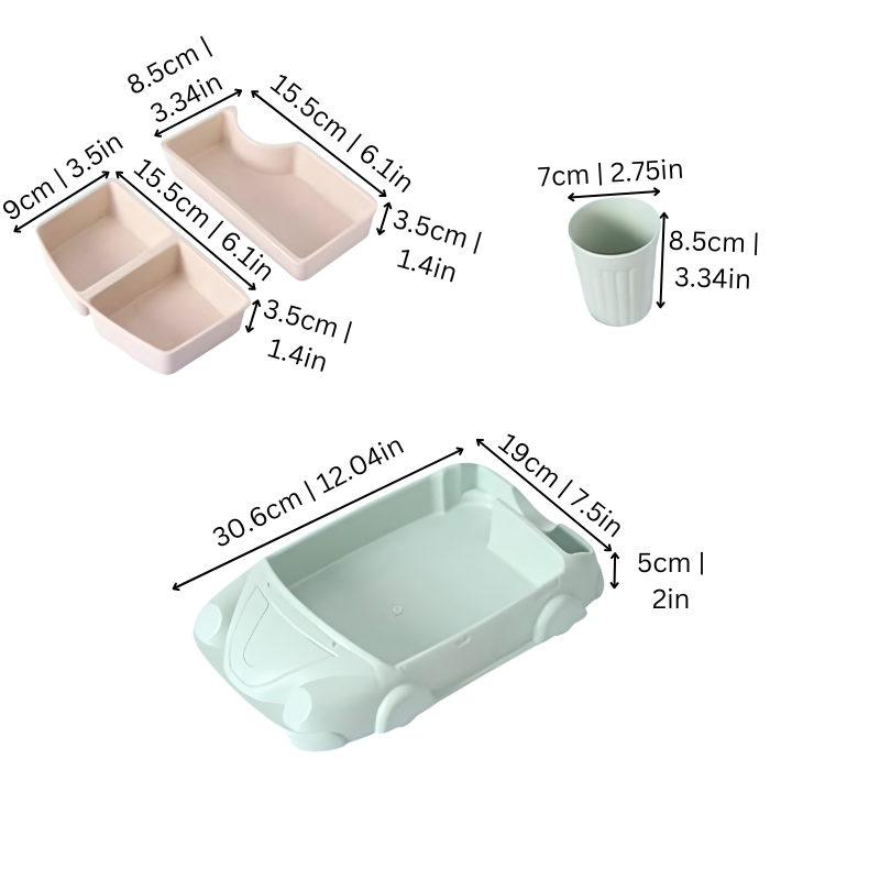 Assiette pour Enfants en Forme de Voiture Amusante avec Compartiments Séparés 3
