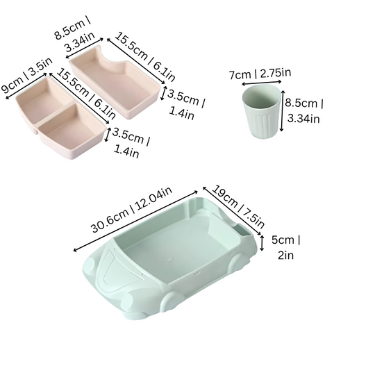 Assiette pour Enfants en Forme de Voiture Amusante avec Compartiments Séparés 3