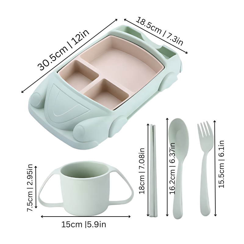 Assiette pour Enfants en Forme de Voiture Amusante avec Compartiments Séparés 4