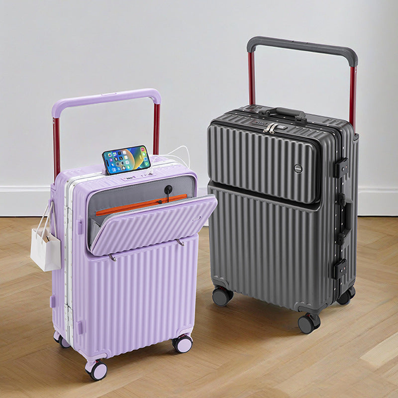 Bagage rigide à roulettes unisexe multi-compartiments avec port de chargement intégré 2
