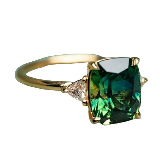 Bague Femme Émeraude Carrée 0