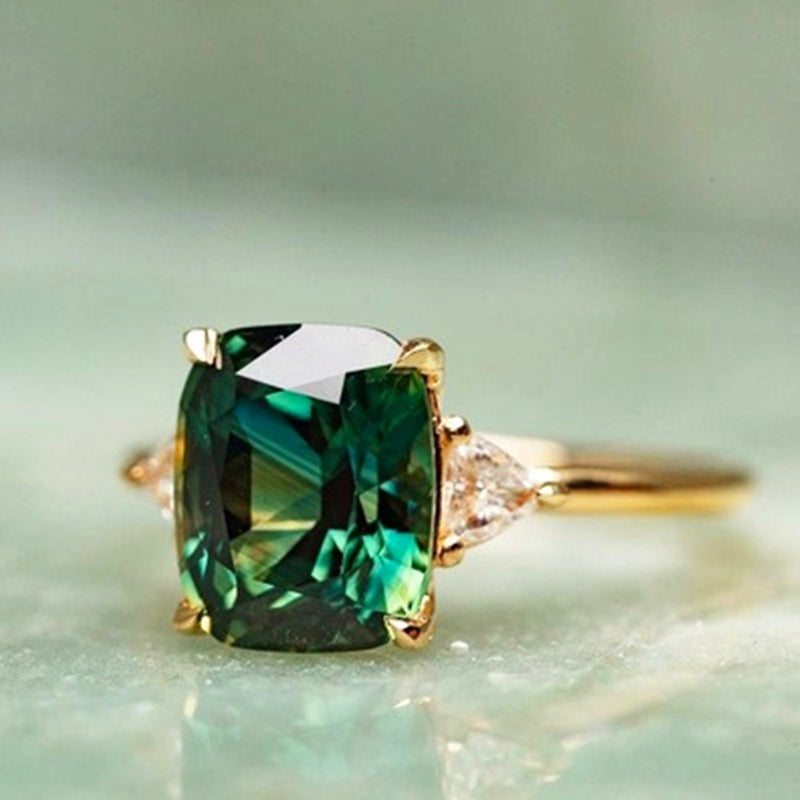 Bague Femme Émeraude Carrée 1
