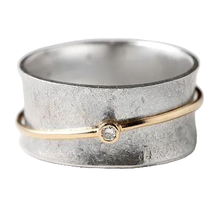 Bague Vintage Femme avec Détails Dorés 0