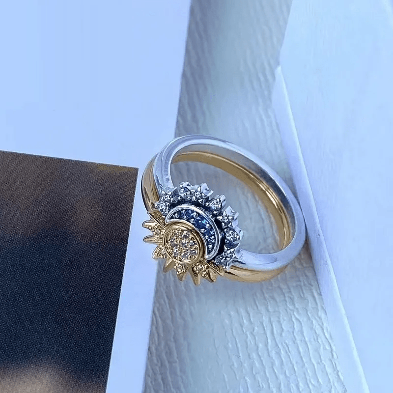 Bague en Argent 925 Motif Lune et Soleil 1