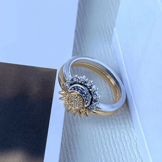 Bague en Argent 925 Motif Lune et Soleil 1