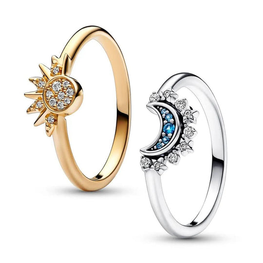 Bague en Argent 925 Motif Lune et Soleil 3