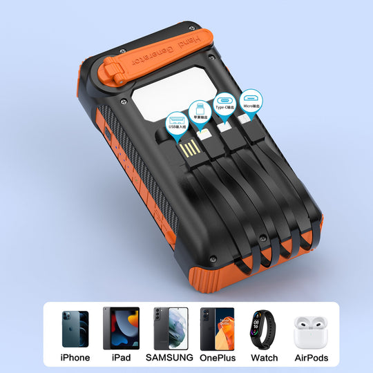 Banque d'énergie solaire portable avec lumière LED et boussole pour homme et femme 2